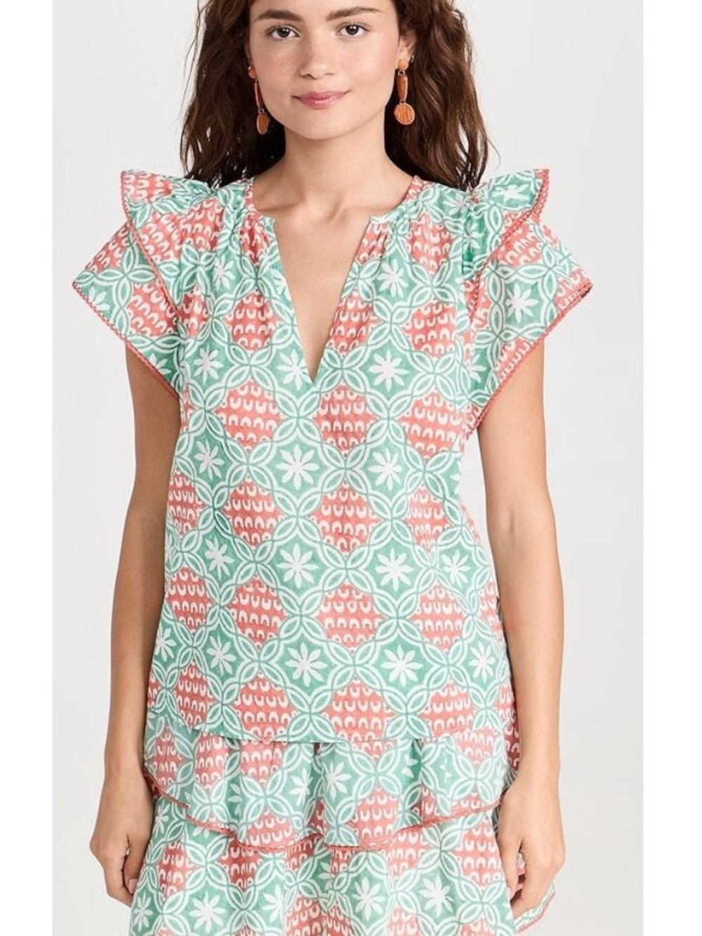 Marea Flutter Top with Trim